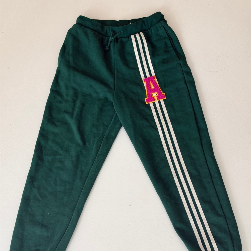 Green Adidas Joggers with Stripes
